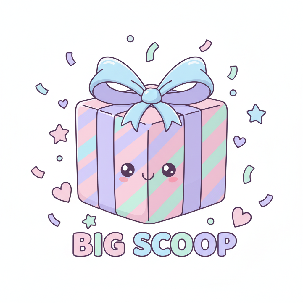 Cartoon Present with BIG SCOOP and Confetti