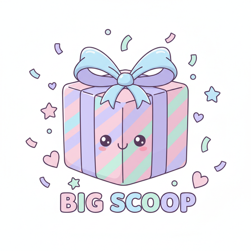 Cartoon Present with BIG SCOOP and Confetti